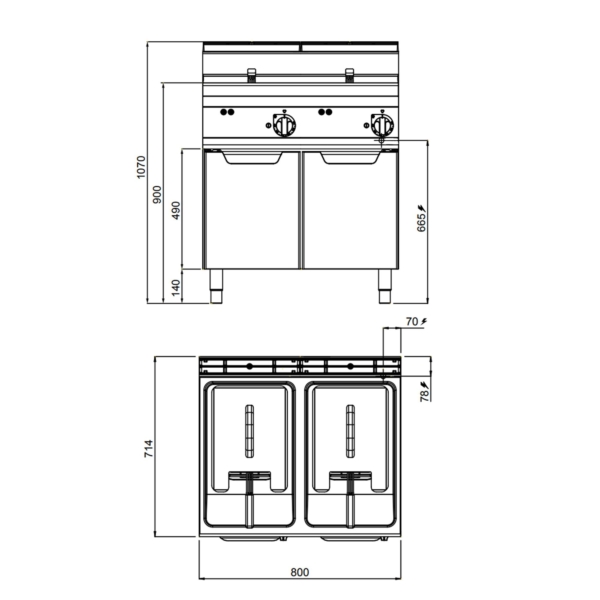 Friteuse électrique double - 10+10 litres - 18 kW