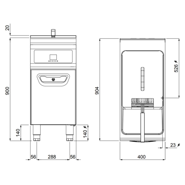 Friteuse électrique - 22 litres - 22 kW - avec système de filtration d'huile