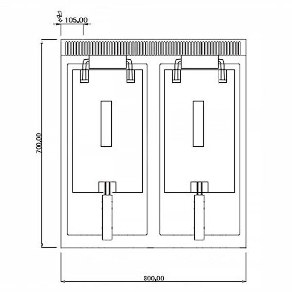 Friteuse électrique double - 10+10 litres - 18 kW - incl. soubassement avec 2 portes