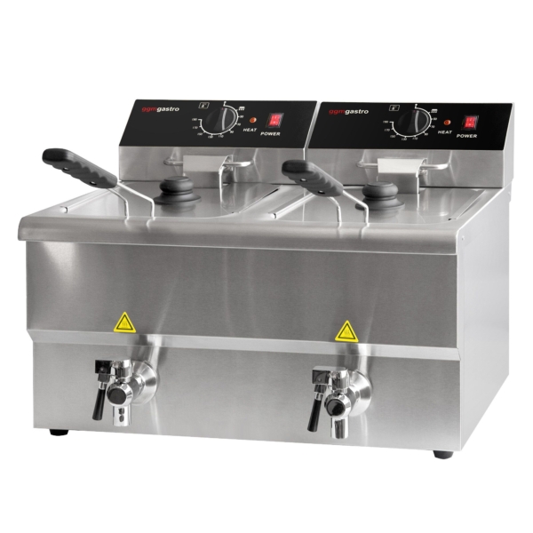 Friteuse électrique double - 8+8 litres - 6,5 kW - avec robinet de vidange