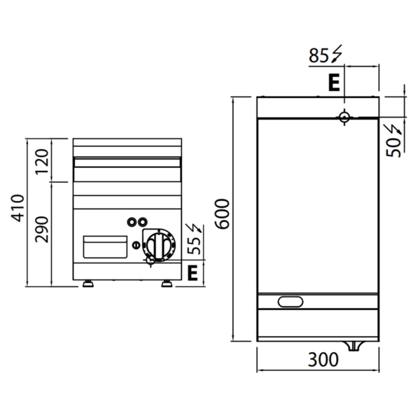 Plaque à frire électrique - 4 kW - Lisse - Hardchrome