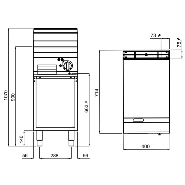 Plaque à frire électrique - 4,8 kW - Lisse