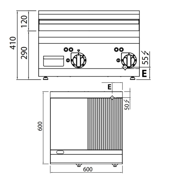 Plaque à frire électrique - 8 kW - Lisse & Rainurée