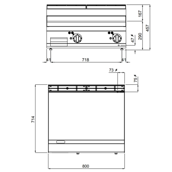 Plaque à frire électrique - 9,6 kW - Lisse