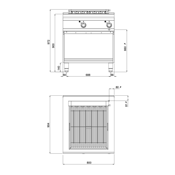 Gril électrique - 10,8 kW - Commande numérique