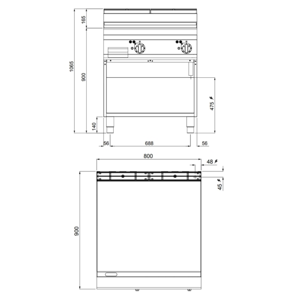 Plaque à frire électrique - 11,4 kW - Lisse