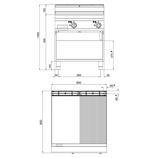 Plaque à frire électrique - 11,4 kW - Lisse & Rainurée