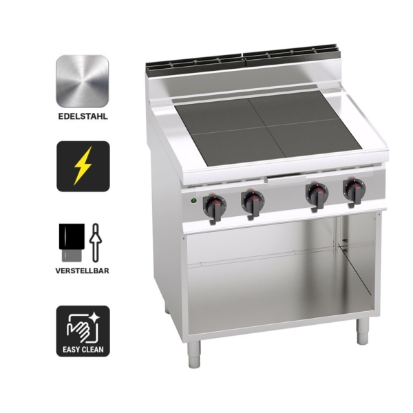 Cuisinière électrique - 12 kW - avec plaques de cuisson abaissées