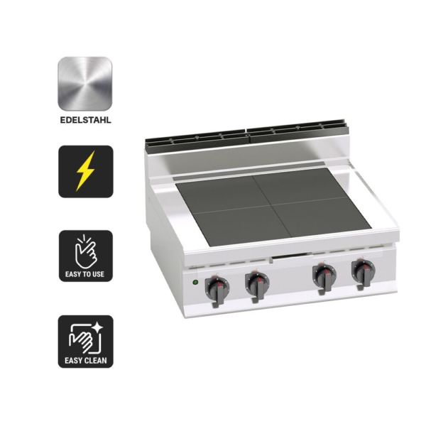 Cuisinière électrique - 12 kW - avec plaques de cuisson abaissées