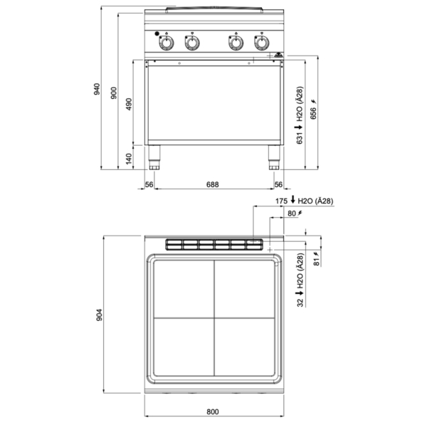 Plaque de cuisson électrique - 14 kW