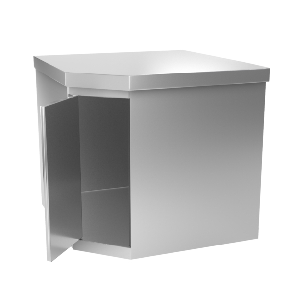 Armoire murale d'angle en inox - 700x400mm - avec porte battante - Hauteur : 650mm