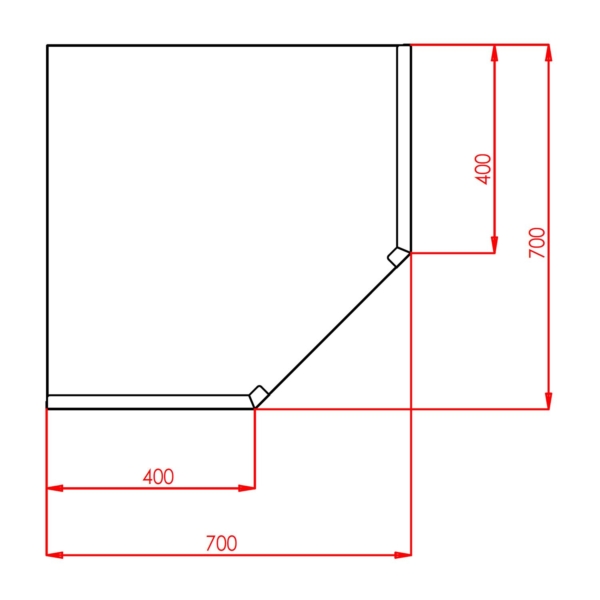 Armoire murale d'angle en inox - 700x400mm - avec porte battante - Hauteur : 650mm