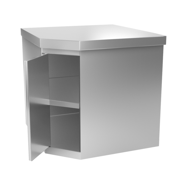 Armoire murale d'angle en inox - 700x400mm - avec porte battante - Hauteur : 800mm