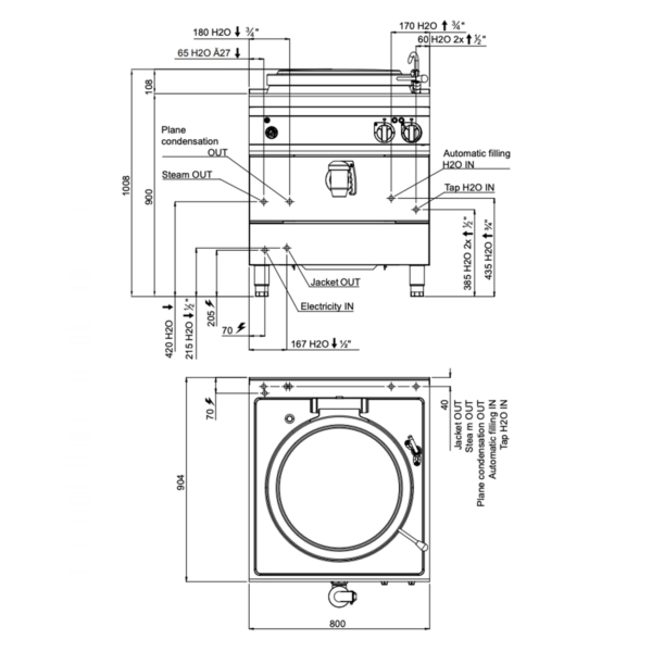 Bassin de cuisson électrique - 150 litres - 18 kW - chauffage indirect