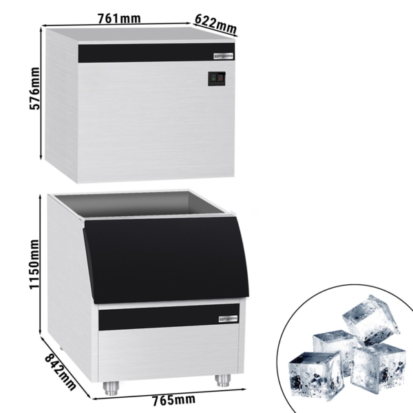 Machine à glaçons - Cubes - 230 kg/ 24h incl. bac de stockage