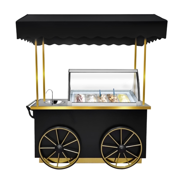 Chariot à glace - 1900mm - avec lavabo & éclairage - pour 7x 5 litres de bacs à glace