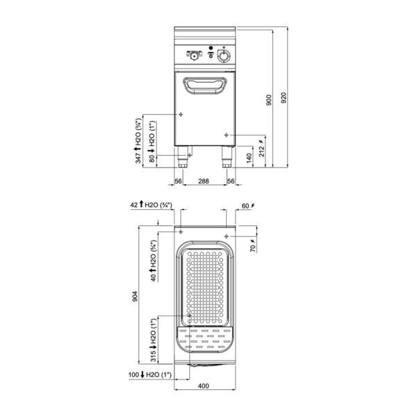 Cuiseur à pâtes électrique - 40 litres - 10 kW