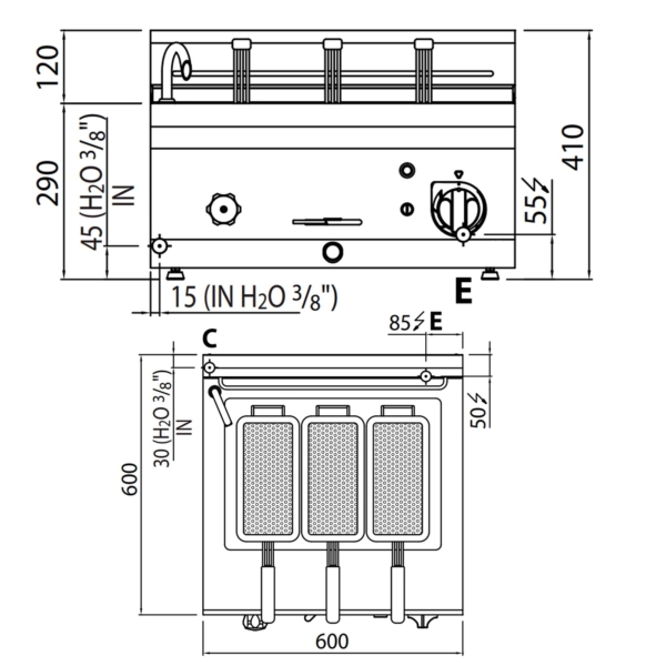 Cuiseur de pâtes électrique - 25 litres - 8,25 kW