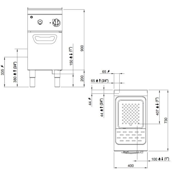 Cuiseur de pâtes électrique - 30 litres - 8 kW