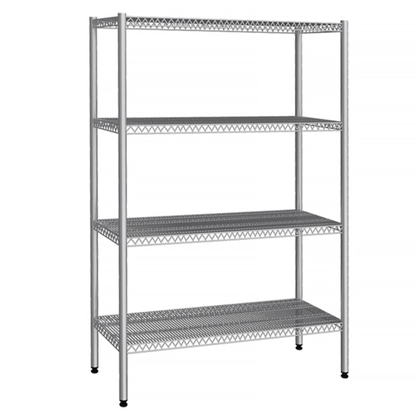 Etagère en inox - 1220x360mm - avec 4 étagères en fil métallique (FEST)