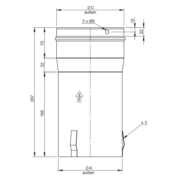 Embout d'insertion/adaptateur pour cheminée - Ø 350 mm