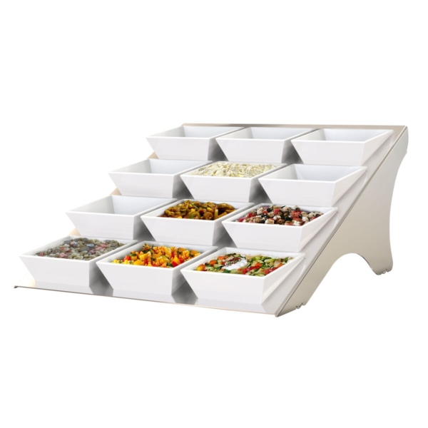 Etagère / Support de buffet - Chrome - incl. 12 coupes en mélamine - Rectangulaire