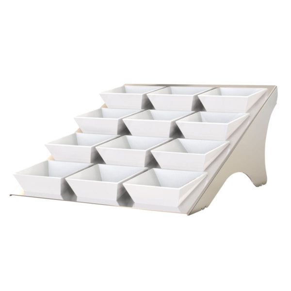 Etagère / Support de buffet - Chrome - incl. 12 coupes en mélamine - Rectangulaire