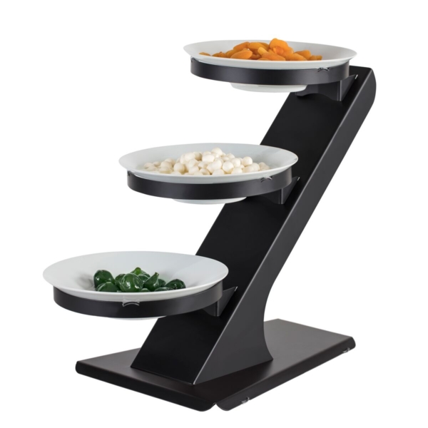 Etagère / Support de buffet - Noir - incl. 3 coupes en mélamine Ø 260mm