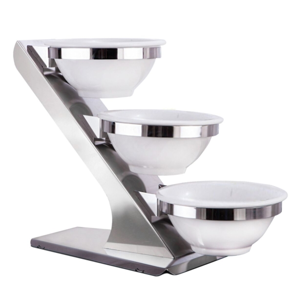 Etagère / Support de buffet - Chrome - incl. 3 coupes en mélamine Ø 260mm