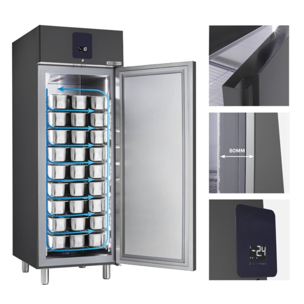 Congélateur à glace en acier inoxydable PREMIUM PLUS - 745x870 mm - 650 Litres - avec 1 porte