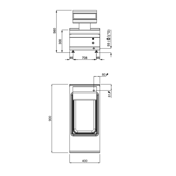 Réchaud à frites - 1,1 kW - 1x GN 1/1