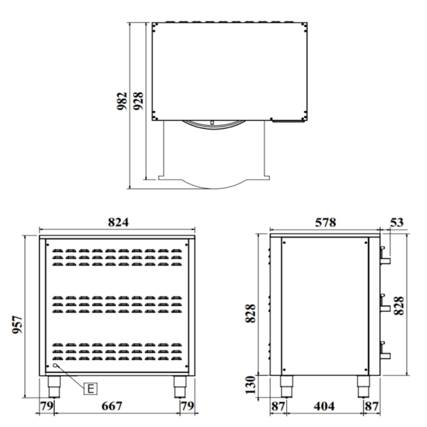 Armoire chauffante - 824mm - 3 tiroirs