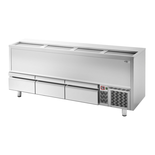 Réfrigérateur à bouteilles - inox - 620 litres - avec 3 tiroirs