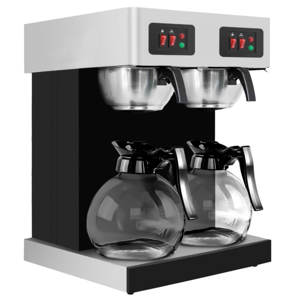 Machine à café filtre - 2x 1,8 litre - 4 kW - avec 4 plaques chauffantes - incl. 2 carafes en verre