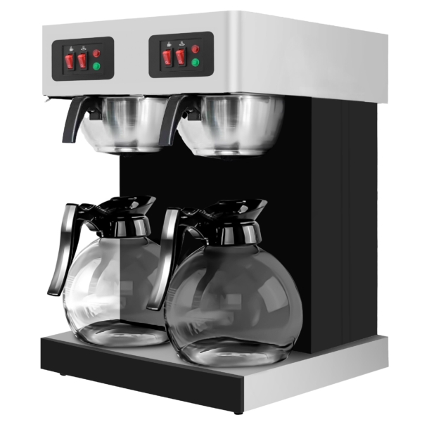 Machine à café filtre - 2x 1,8 litre - 4 kW - avec 4 plaques chauffantes - incl. 2 carafes en verre