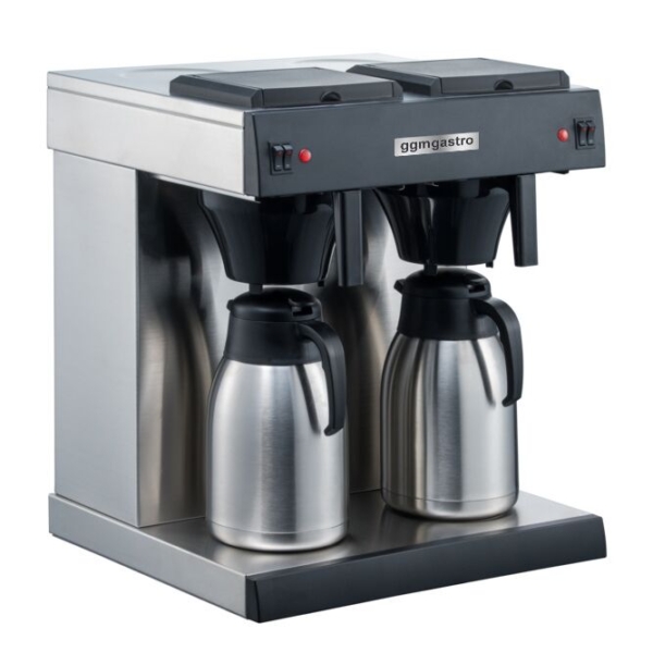 Machine à café filtre - 1,8 litre - 1,9 kW - remplissage d'eau manuel ou automatique - incl. 2 carafes en verre