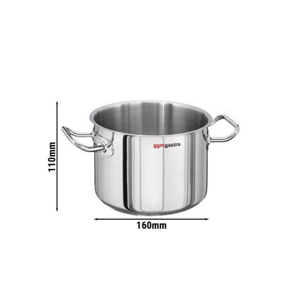 Marmite à viande - Ø 160mm - Hauteur 110mm - Acier inoxydable - Convient pour induction