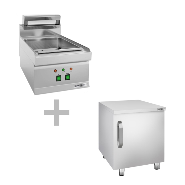 Chauffe-frites - 1,2 kW - 1x GN 1/1 - incl. soubassement avec 1 porte