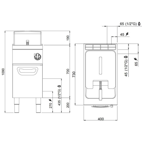 Friteuse à gaz - 18 litres - 14 kW