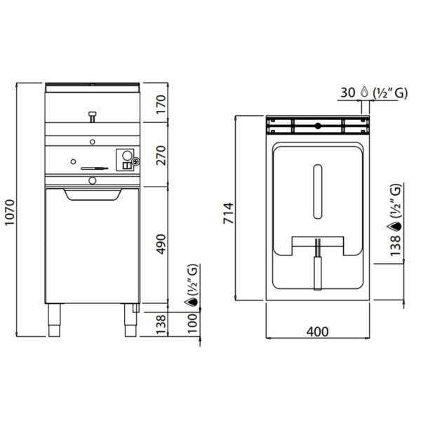 Friteuse à gaz - 10 litres - 6,9 kW