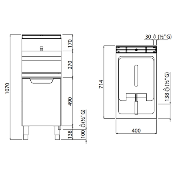 Friteuse à gaz - 15 litres - 12,7 kW