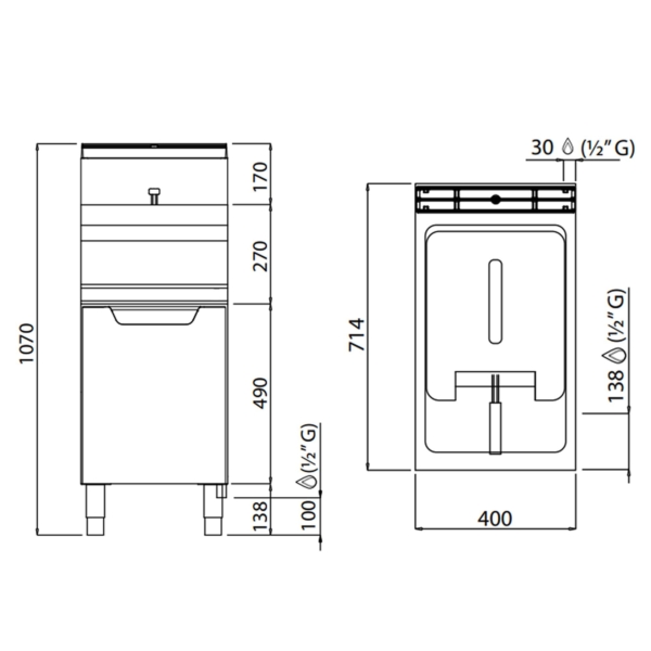 Friteuse à gaz - 20 litres - 16,5 kW