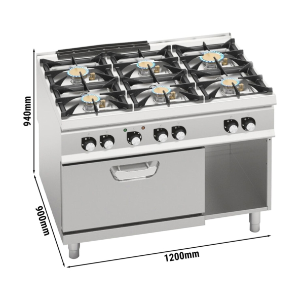 Fours à gaz - avec 6 brûleurs - 44 kW - incluant un four électrique - 4,68 kW