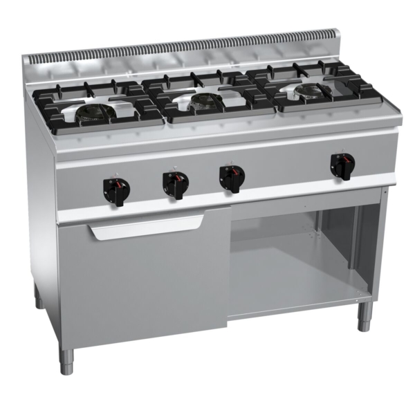 Cuisinière à gaz - 31 kW - 3 brûleurs - four à gaz statique inclus - 3,5 kW