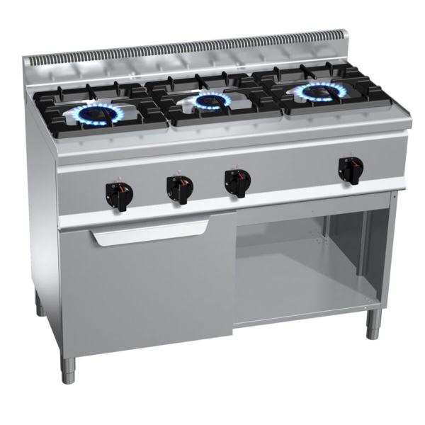 Cuisinière à gaz - 31 kW - 3 brûleurs - four à gaz statique inclus - 3,5 kW