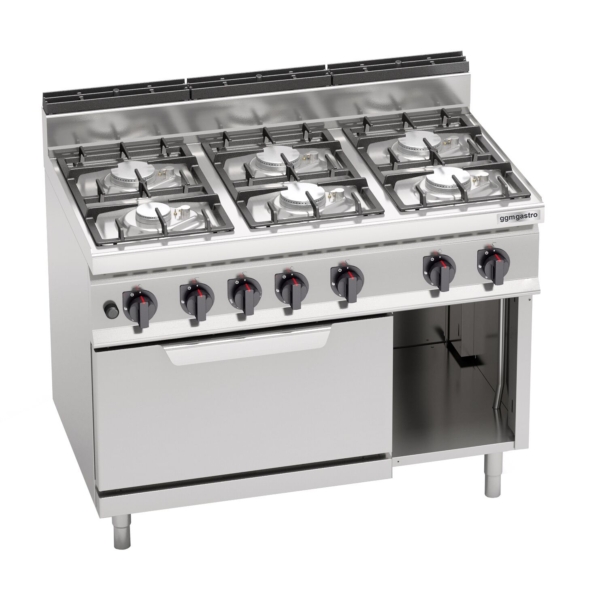 Cuisinière à gaz - 33,5 kW - 6 brûleurs - four électrique statique inclus - 7,5 kW