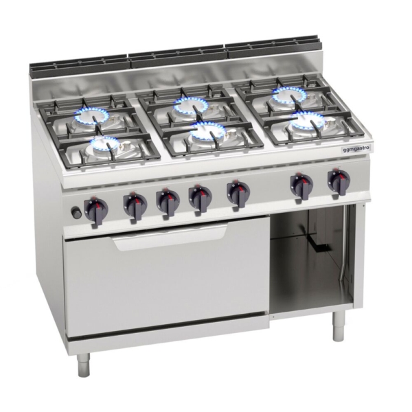 Cuisinière à gaz - 33,5 kW - 6 brûleurs - four électrique statique inclus - 7,5 kW