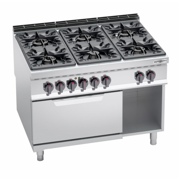 Cuisinière à gaz - 53,5 kW - 6 brûleurs - Four électrique statique inclus - 7,5 kW