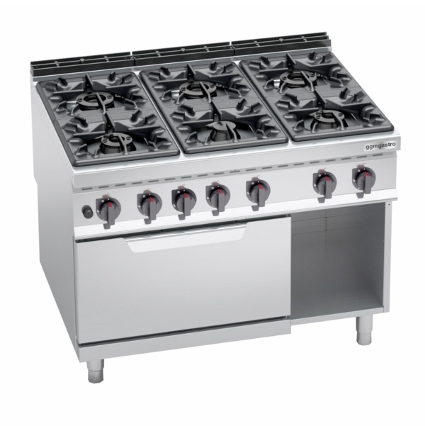 Cuisinière à gaz - 53,5 kW - 6 brûleurs - Four à gaz inclus - 7,8 kW