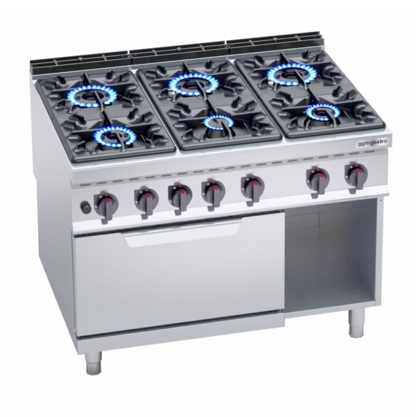 Cuisinière à gaz - 53,5 kW - 6 brûleurs - Four à gaz inclus - 7,8 kW